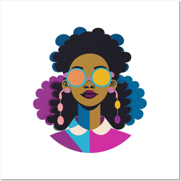 80s popart black girl, vibrant colors, face only Wall Art by goingplaces